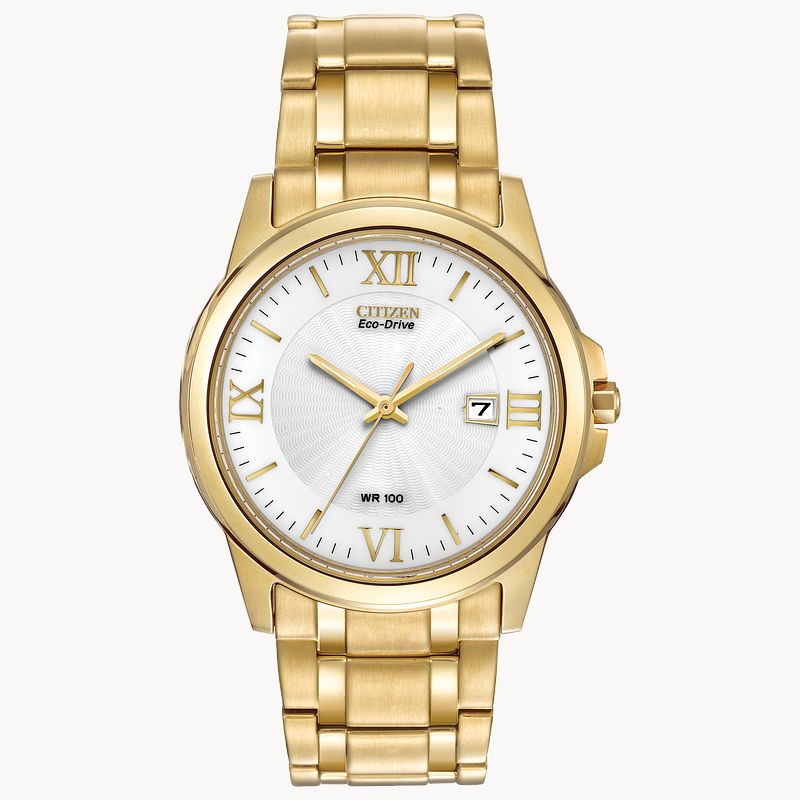 Corso Men s Eco Drive Gold Tone Roman Numeral Watch CITIZEN
