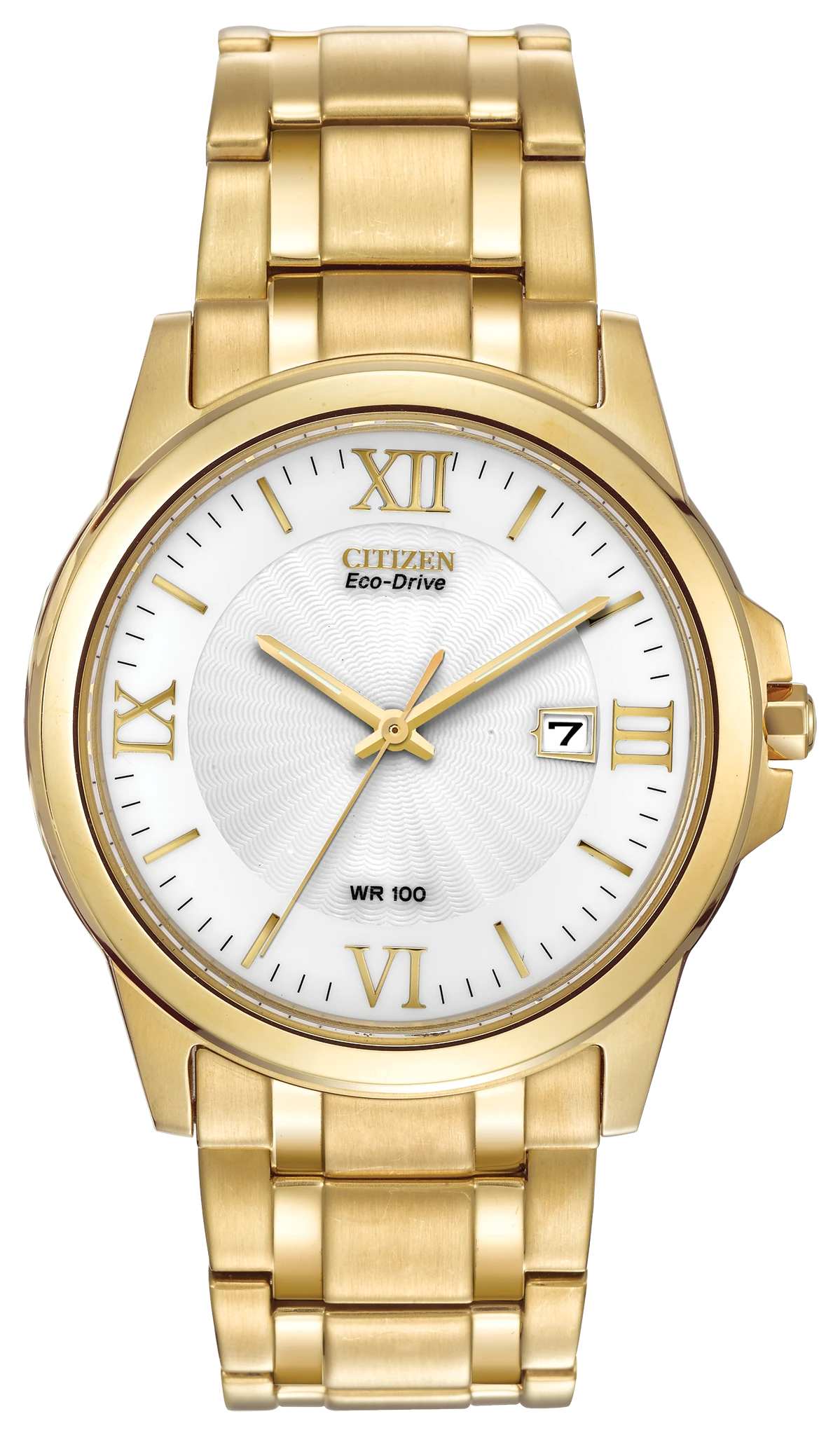 Corso - Men's Eco-Drive Gold Tone Roman Numeral Watch
