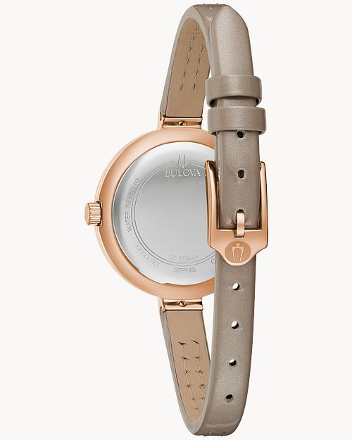 Bulova Rhapsody Women s Gray Diamond Dial Taupe Leather Watch Bulova