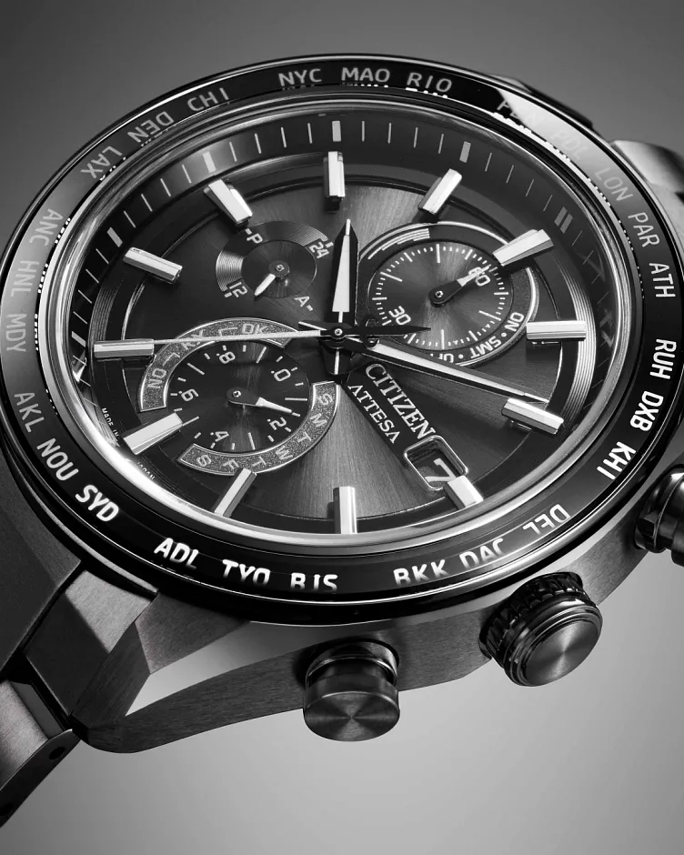 ATTESA Black Dial Super Titanium with DLC Coating Bracelet AT8294 ATTESA Black Dial Super Titanium with DLC Coating Bracelet AT8294