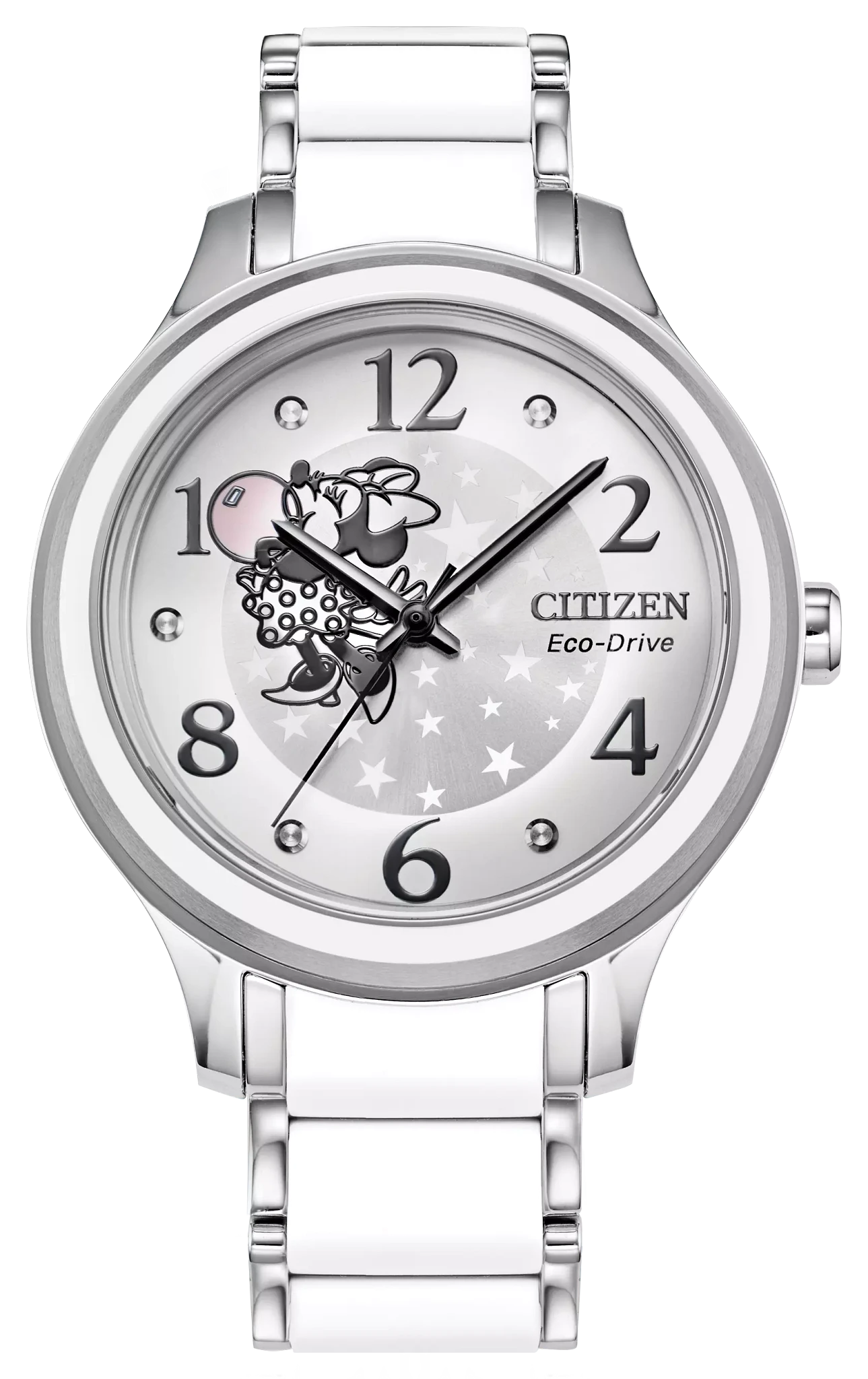 JOSE MOON ノベルティ　ミラー　チェーン付き Minnie Mouse Silver-Tone Dial Stainless Steel & Silicone Bracelet