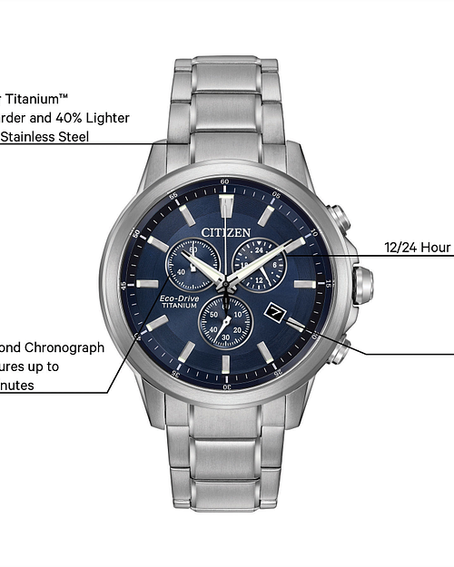Chandler Blue Dial Super Titanium Bracelet AT2340 56L CITIZEN