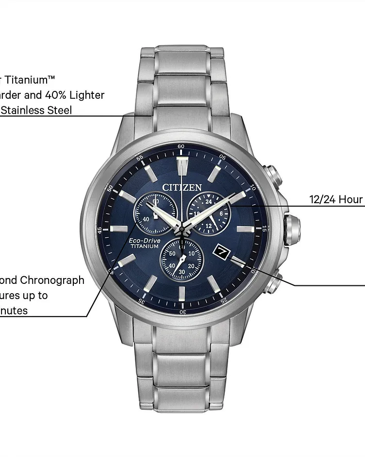 Chandler Blue Dial Super Titanium Bracelet AT2340-56L | CITIZEN Chandler Blue Dial Super Titanium Bracelet AT2340-56L | CITIZEN