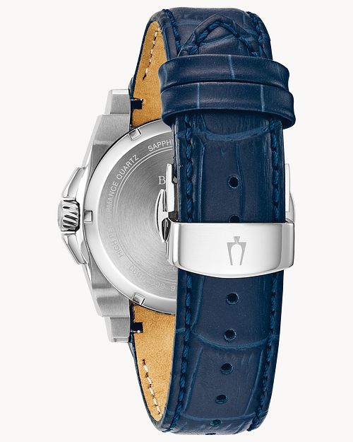 Bulova Icon Precisionist Men s Silver White Dial Blue Strap Watch