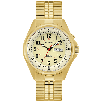 Caravelle by bulova men's gold tone watch on sale