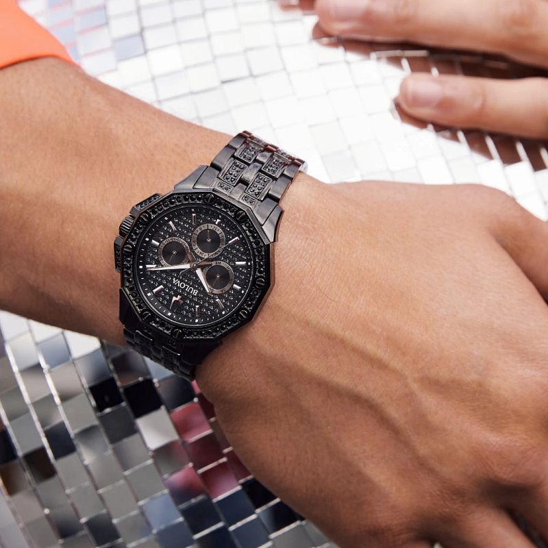 Bulova Octava Black Crystal Stainless Steel Watch Bulova