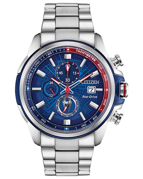 Citizen Spider-Man Eco-Drive Blue Dial Stainless Steel Watch | CITIZEN