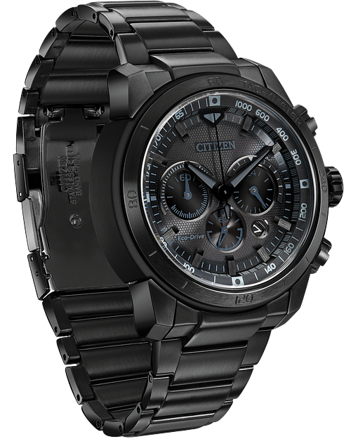 Ecosphere Men s Eco Drive Black Stainless Steel Watch CITIZEN