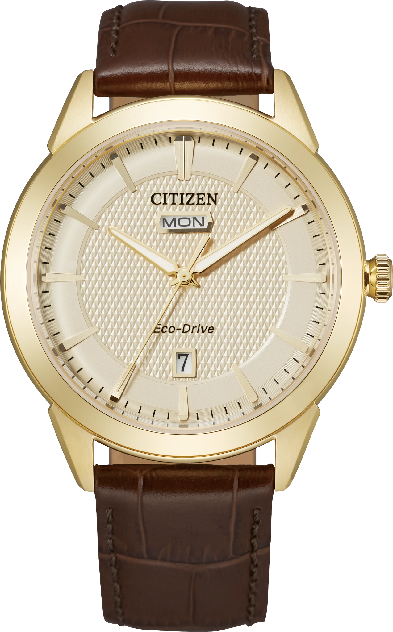 au maison Rolan Champagne Dial Leather Strap AW0092-07Q