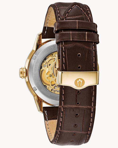 Bulova Sutton Men s Gold Case White Dial Leather Classic Watch