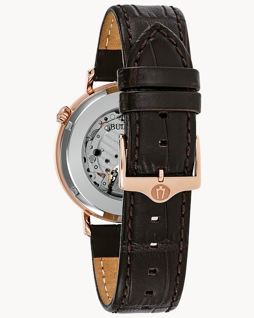 Bulova Aerojet Men's Rose Gold Case Brown Strap Classic Watch | Bulova