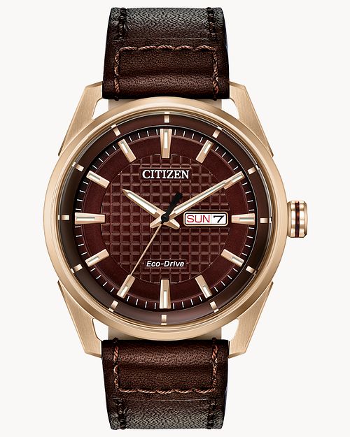 Citizen CTO Eco-Drive Rose Gold Brown Dial Stainless Steel Watch 