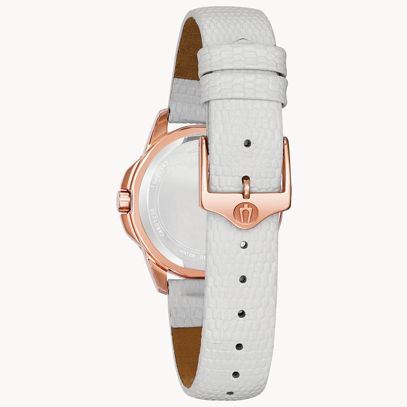 Bulova Classic Women s Rose Gold Diamond Leather Strap Watch Bulova