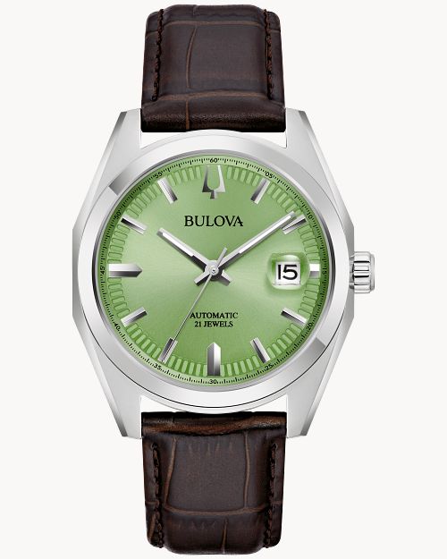 Green Dial Leather Strap Surveyor 96B427 | Bulova