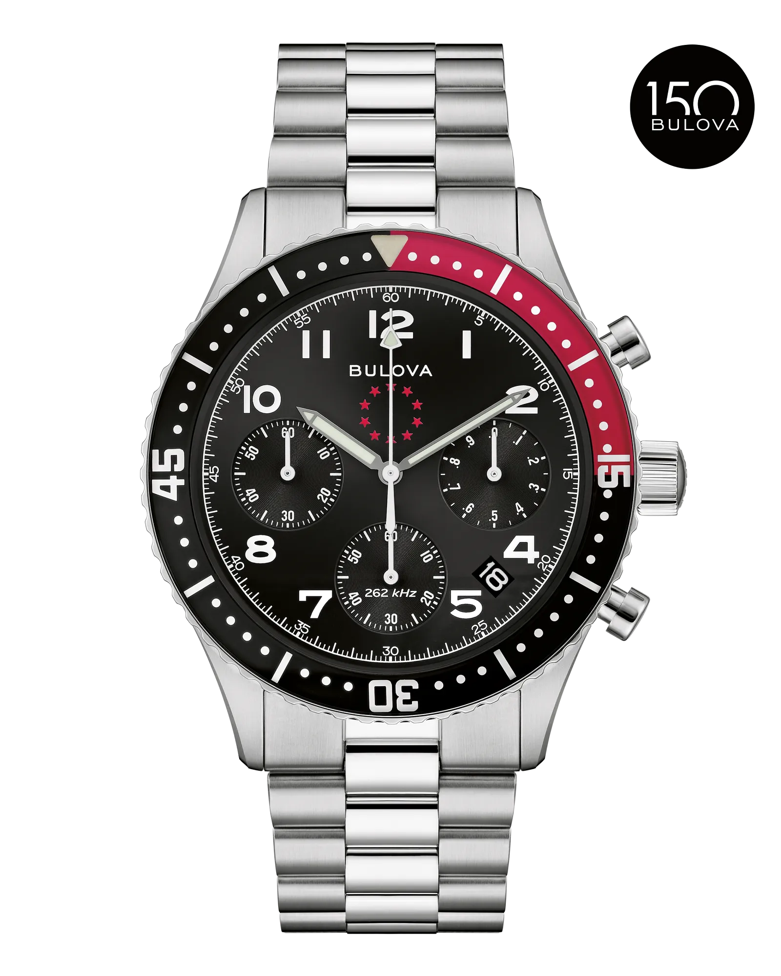 Bulova Black Dial Stainless Steel Bracelet Marine Star Heritage 98B451 — Black