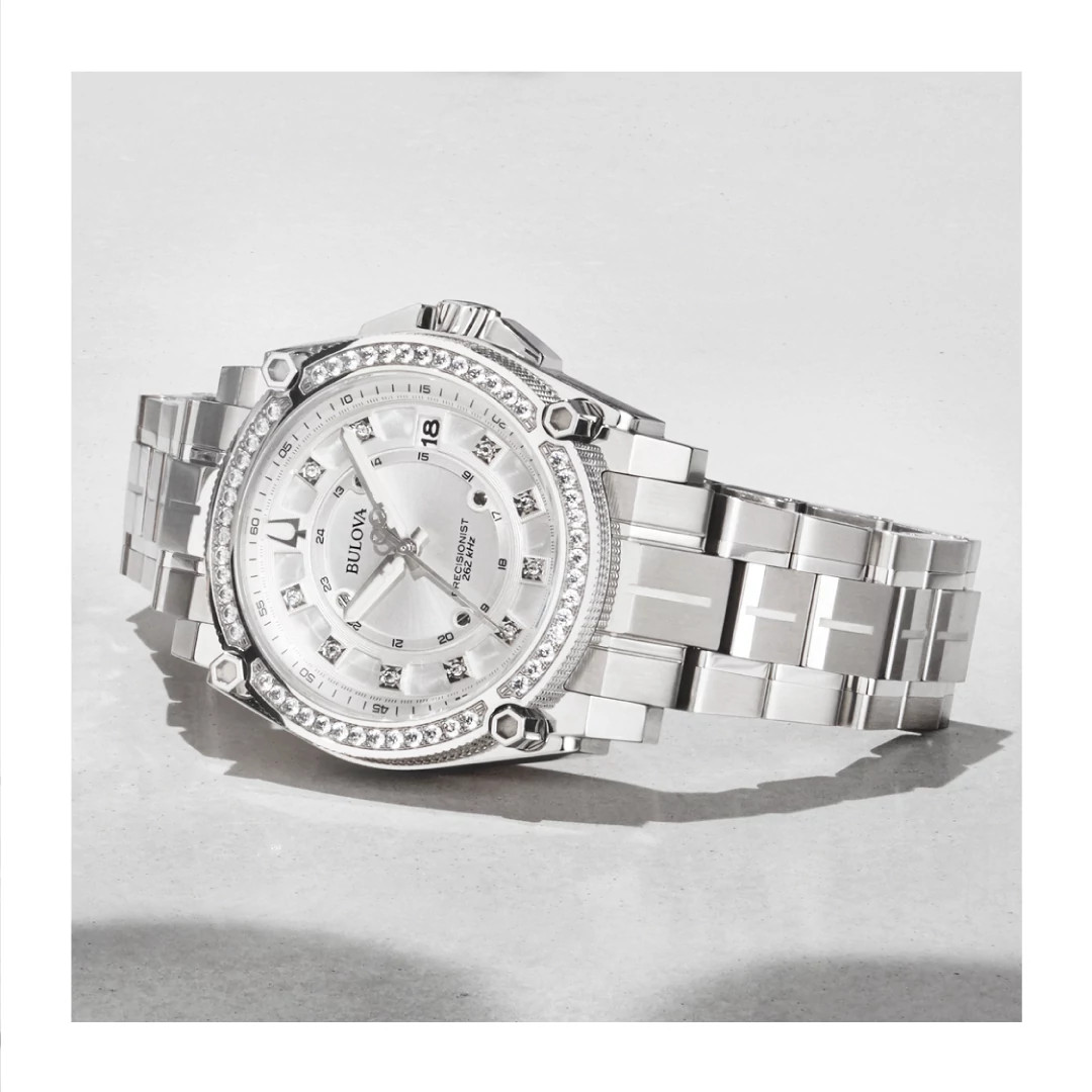 bulova women's precisionist diamond accent watch