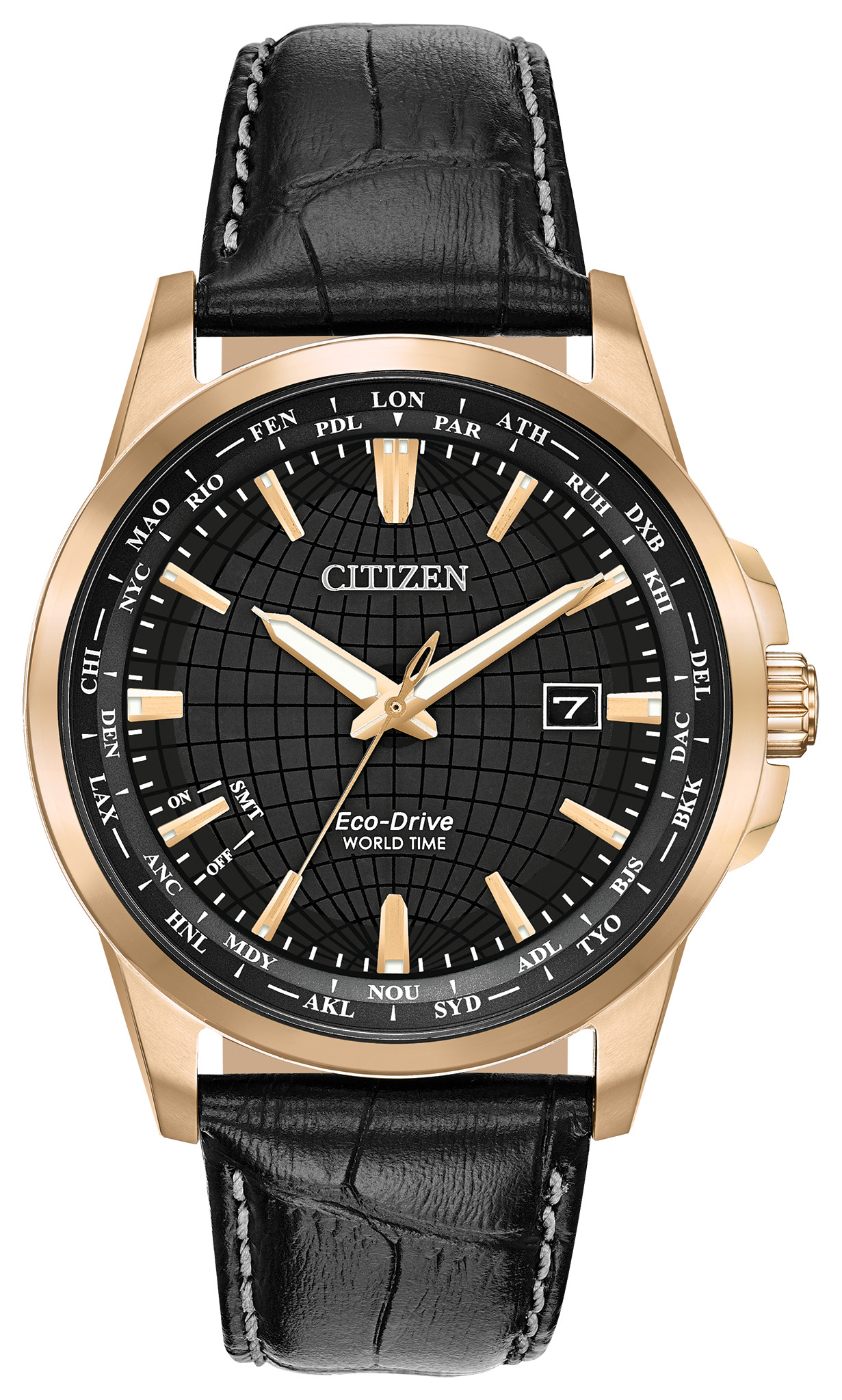 Citizen World Time Perpetual EcoDrive Black Dial Watch CITIZEN