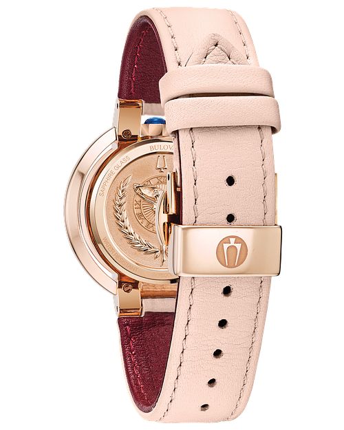 Bulova Rubaiyat Women's Rose Gold Pink Leather Classic Watch | Bulova