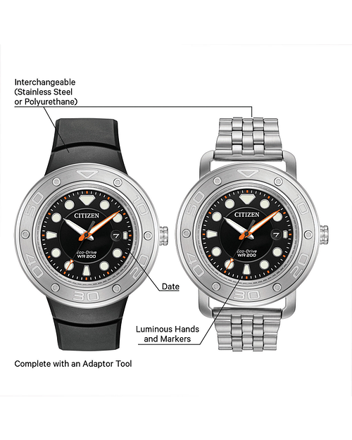 Eco DIY Men s Eco Drive Sleek Orange Accent Date Watch CITIZEN