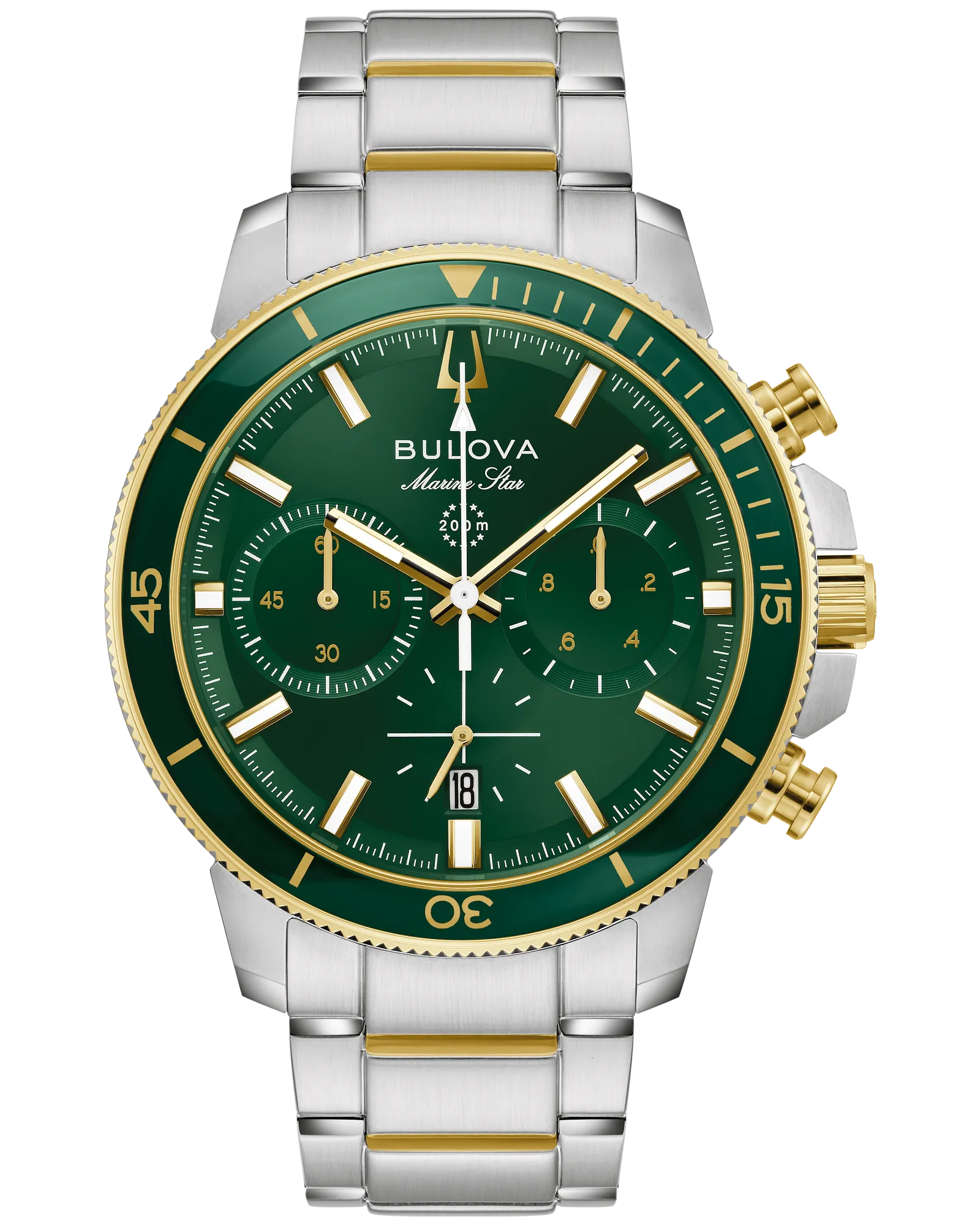 Bulova Green Dial Stainless Steel Bracelet Marine Star 98B469 — Green