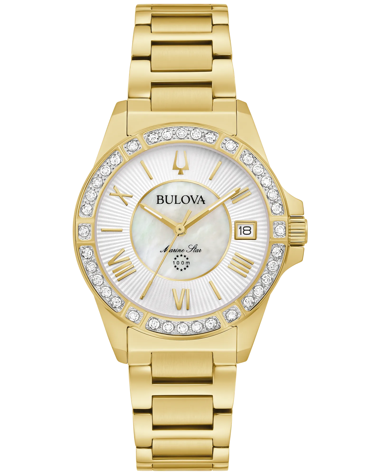 Bulova White Dial Stainless Steel Bracelet Marine Star 98R294 — White