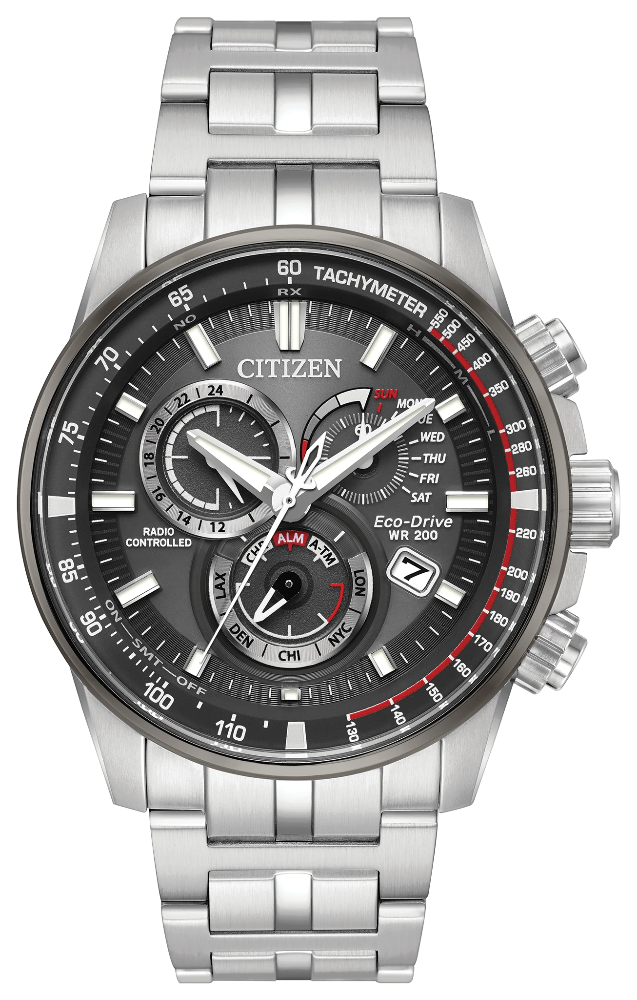 PCAT - Men's Eco-Drive AT4129-57H Steel Chronograph Date Watch
