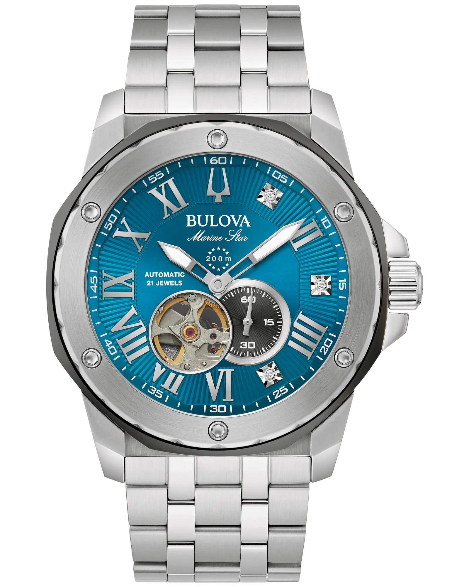 Bulova Blue Dial Stainless Steel Bracelet Marine Star 98D184 — Blue