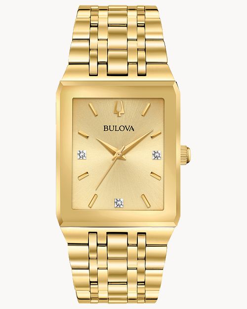 Bulova Quadra Women s Gold Champagne Dial Diamond Watch Bulova