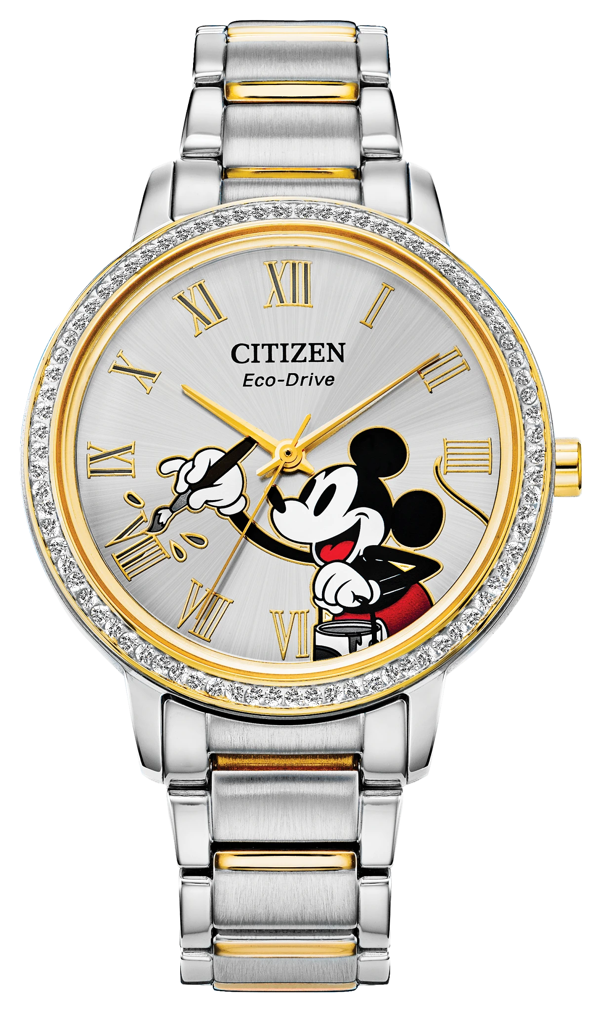au maison Mickey Crystal Silver-Tone Dial Stainless Steel Bracelet FE7044-52W