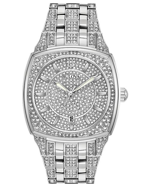 Bulova Phantom Silver Crystal White Dial Watch | Bulova