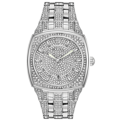 Bulova Phantom Silver Crystal White Dial Watch Bulova