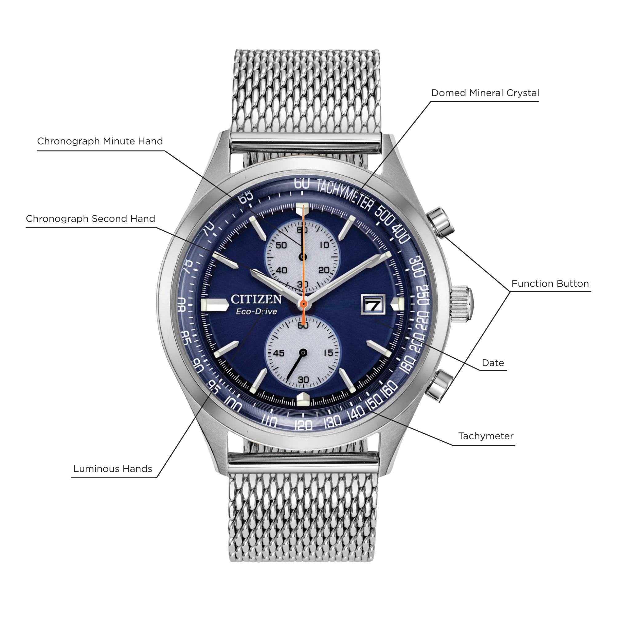 Citizen Chandler Eco-Drive Blue Stainless Steel Watch | CITIZEN