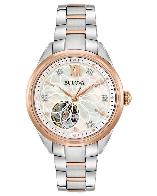 Bulova Sutton Women's Diamond White Rose Gold Dial Watch | Bulova