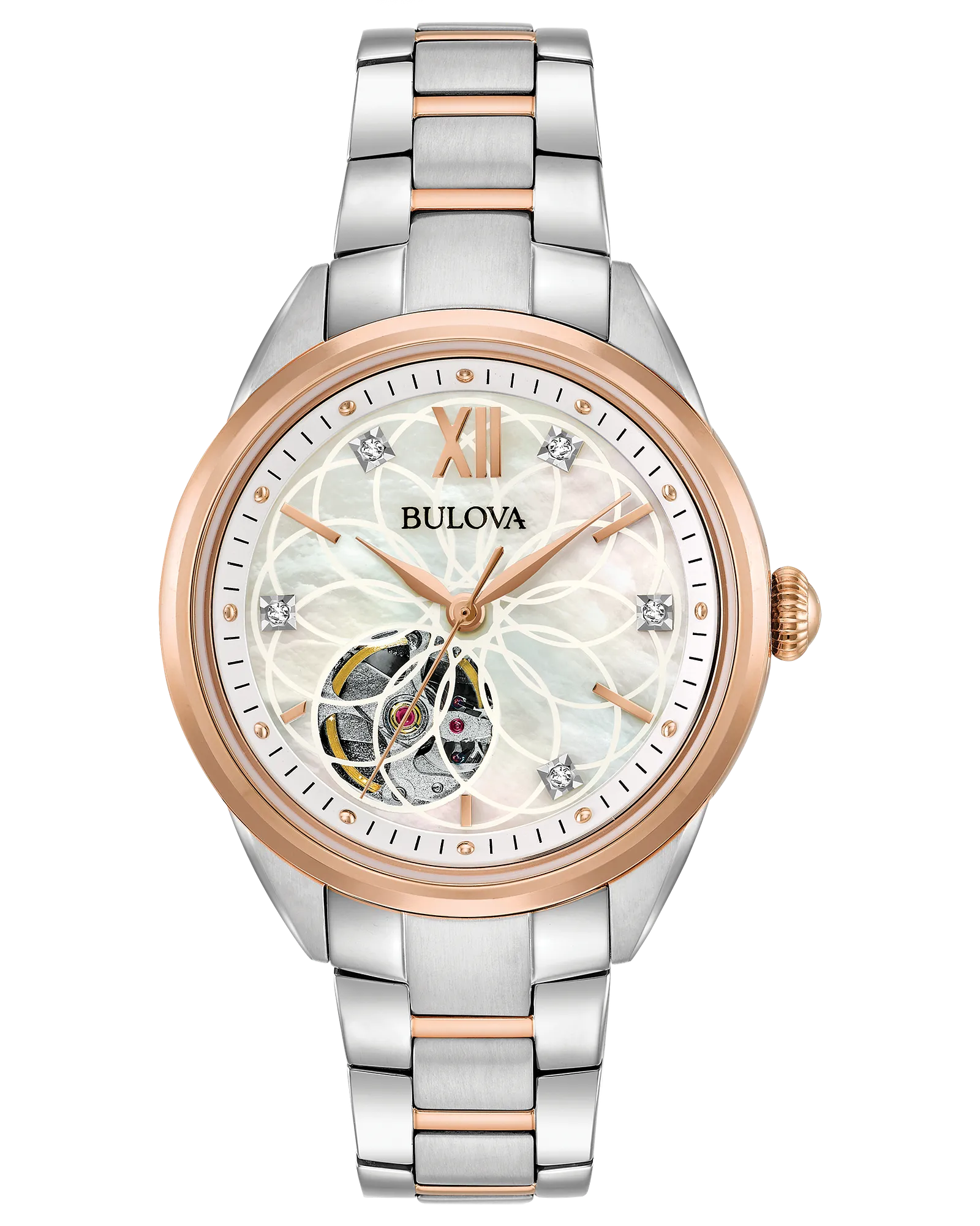 Bulova Sutton Women's Diamond White Rose Gold Dial Watch — White Rose Gold