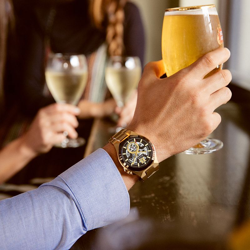 Bulova Maquina Men s Gold Black Automatic Classic Watch Bulova