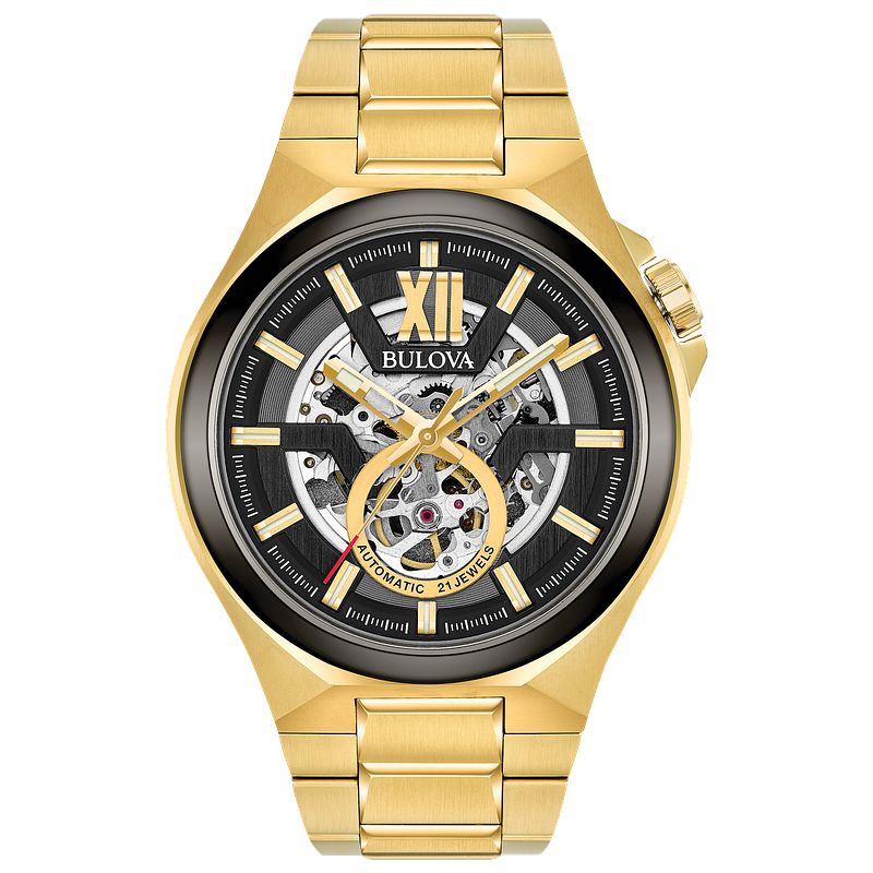 Bulova Maquina Men's Gold Black Automatic Classic Watch | Bulova