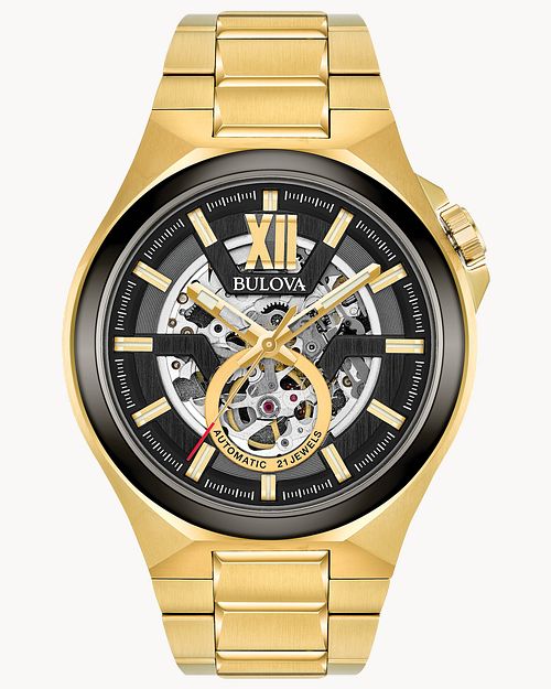Bulova black and gold best sale