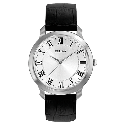Bulova Classic Men s White Dial Black Strap Classic Watch Bulova