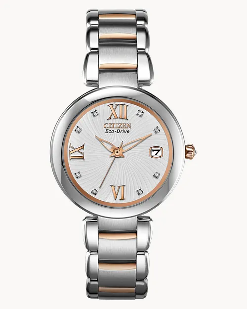 ★レア逆輸入★Citizen Marne Eco-Drive Ladies Watch Marne - Ladies Eco-Drive Rose Gold Accent Date Watch | CITIZEN