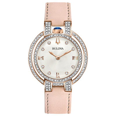 Bulova watches women's leather strap outlet