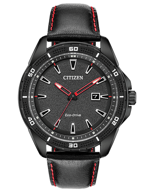 AR Men s Eco Drive AW1585 04E Black Dial Red Accent Watch CITIZEN