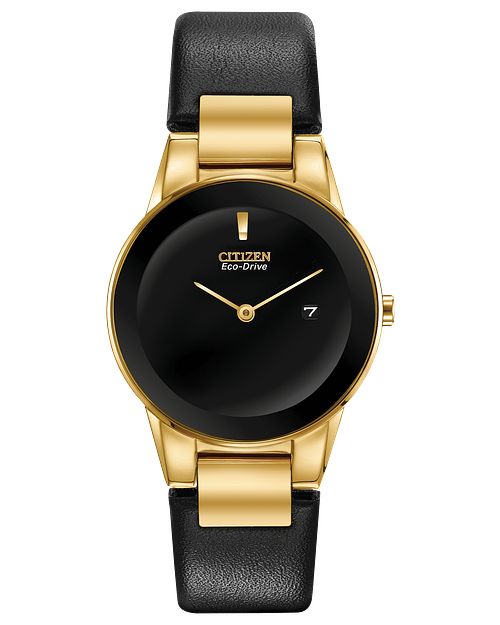 Citizen Axiom Ladies Eco-Drive Gold Black Dial Watch | CITIZEN