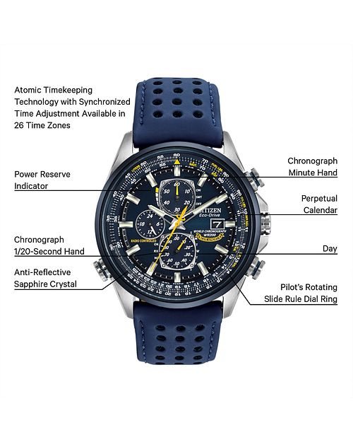 World Chronograph A-T - Men's Eco-Drive AT8020-03L Blue Watch | CITIZEN