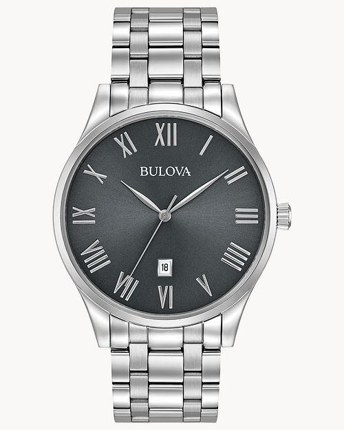 Bulova Men s Classic Grey Dial Stainless Steel Watch Bulova