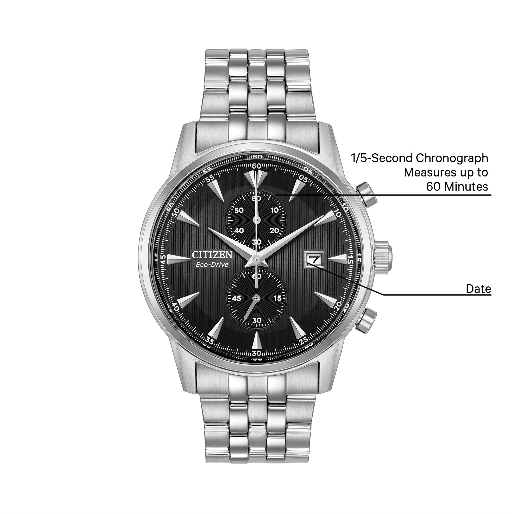 Corso - Men's Eco-Drive CA7000-55E Steel Black Dial Watch | CITIZEN