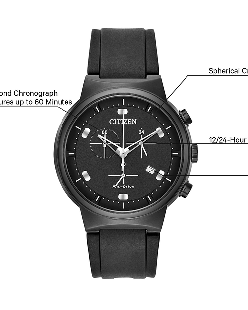 Paradex - Men's Eco-Drive AT2405-01E Black Chronograph Watch Paradex - Men's Eco-Drive AT2405-01E Black Chronograph Watch