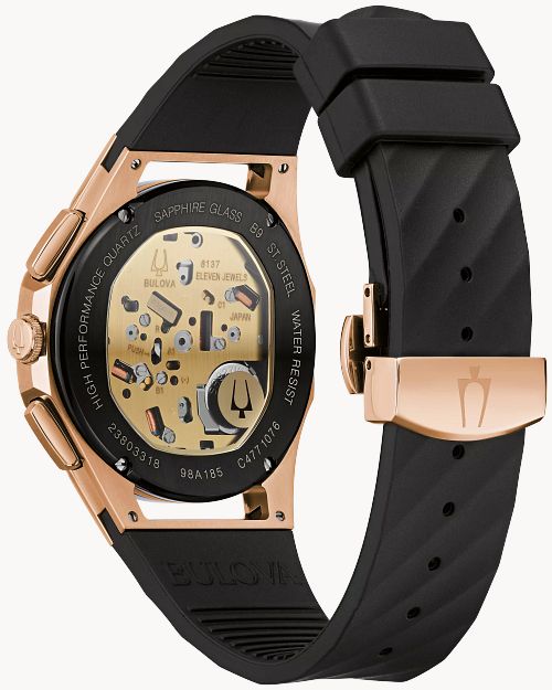Bulova CURV Men s Chronograph Rose Gold Black Dial Watch Bulova