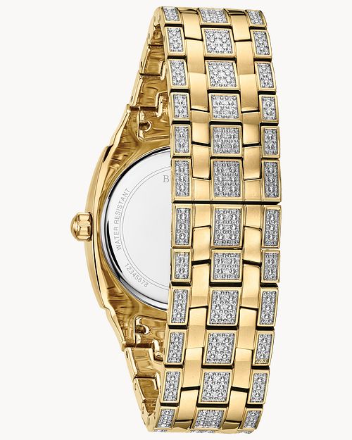 Bulova men's top gold crystal watch