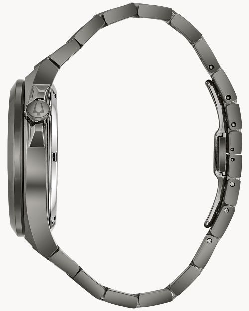 Bulova Men s Automatic Gunmetal Stainless Steel Bracelet Watch 46mm 98A179