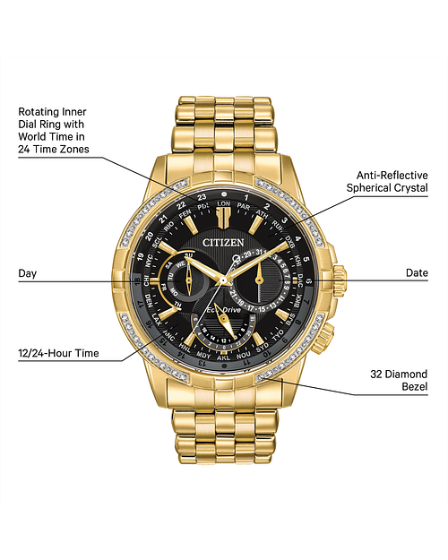 Citizen eco drive 2025 gold watch with diamonds